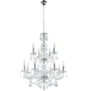 Bright Star Lighting - 12 Light Crystal Chandelier - Silver