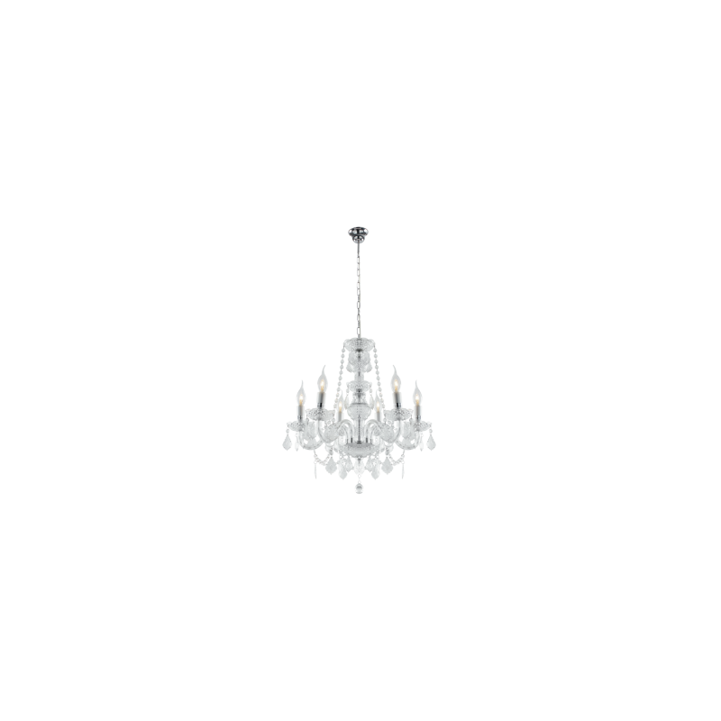 Bright Star Lighting 6 Light Crystal Chandelier Silver GeeWiz