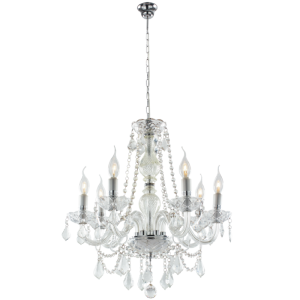 Bright Star Lighting - Crystal Chandelier with Crystal Arms and Hanging Crystals