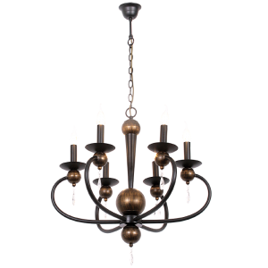 Bright Star Lighting - 6 Light Black Gold Metal Chandelier