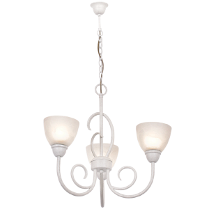 Bright Star Lighting - 3 Light French White Chandelier with Alabaster Glass