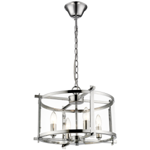 Bright Star Lighting - 4 Light Round Polished Chrome Chandelier with Clear Glass
