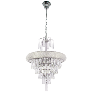 Bright Star Lighting - Stylish Polished Chrome Chandelier with Crystal Beads and Hanging Crystals