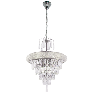 Bright Star Lighting - Stylish Polished Chrome Chandelier with Crystal Beads and Hanging Crystals