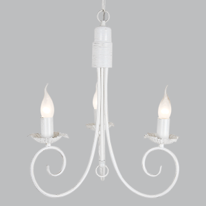 Bright Star Lighting - 3 Light Fossil White Metal Chandelier on Chain