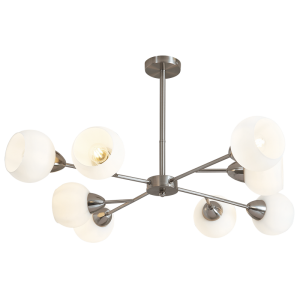 Bright Star Lighting - 8 Light Metal Chandelier With White Glass - Silver