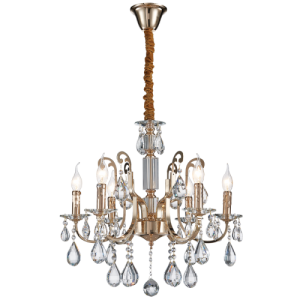 Bright Star Lighting - 6 Light Golden Chandelier with Crystals