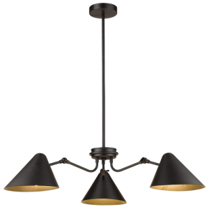 Bright Star Lighting - 3 Light Metal Chandelier with Adjustable Height &amp; Adjustable Arms