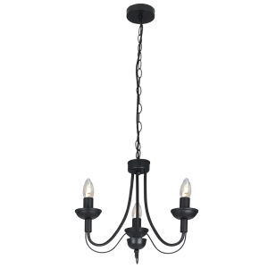 Bright Star Lighting - 3 Light Simple Black Chandelier
