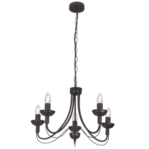 Bright Star Lighting - 5 Light Simple Black Chandelier