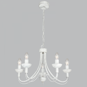 Bright Star Lighting - 5 Light Simple Fossil White Chandelier