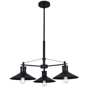 Bright Star Lighting - Black Down Facing 3 Light Metal Chandelier