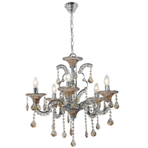 Bright Star Lighting - Chrome Chandelier with Amber Acrylic Crystals