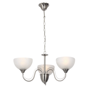 Bright Star Lighting - 3 Light Satin Chrome Chandelier with Alabaster Glass