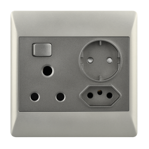 Bright Star Lighting - 16 AMP Plug + New RSA Socket + Schuko For 4 X 4 Box in Silver
