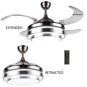 Bright Star Lighting - 54W 4 Blade Ceiling Fan With Extendable Blades &amp; Light