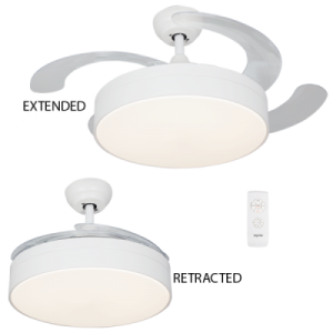 Bright Star Lighting - 4 Blade Ceiling Fan With Extendable Blades &amp; Light - White