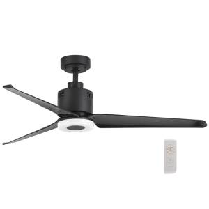 Bright Star Lighting - 65 Watt 3 Black Ceiling Fan in Matt Black with LED Light