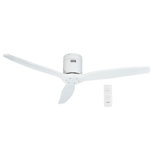 Bright Star Lighting - Matt White Ceiling Fan With Solid Wooden Blades in White Colour