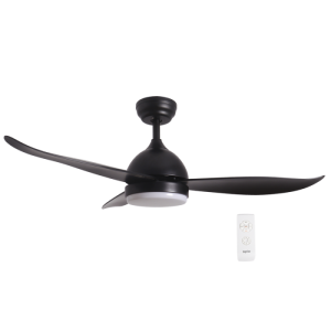Bright Star Lighting - Matt Black Ceiling Fan With 3 ABS Blades With Light
