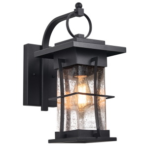 Bright Star Lighting - Square Black Die Cast Aluminium Lantern with Speckled Glass Lantern