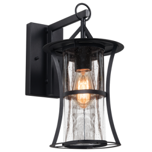 Bright Star Lighting - Long Black Die Cast Aluminium Lantern with Speckled Glass Lantern