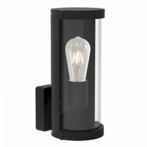Bright Star Lighting - Round Matt Black Lantern With Clear Glass - Round Wall Bracket