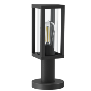 Bright Star Lighting - Rectangular Matt Black Lantern With Clear Glass - Pillar Lantern