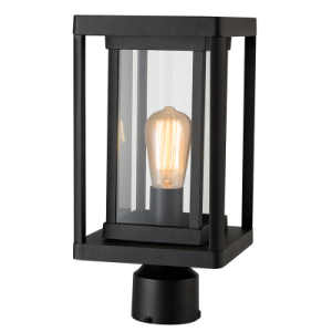 Bright Star Lighting - Rectangular Aluminium Pole Lantern with Clear Glass