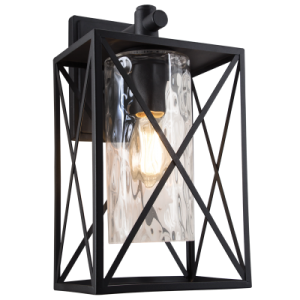 Bright Star Lighting - Black Down Facing Lantern with Textured Clear Glass
