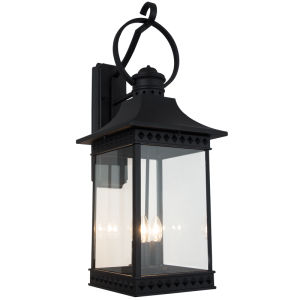 Bright Star Lighting - 3 Light Black Down Facing Aluminium Lantern with Clear Glass