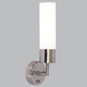 Bright Star Lighting - Satin Chrome Wall Bracket with Sealed White Cylindrical Glass