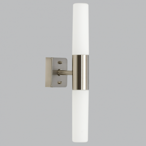 Bright Star Lighting - Satin Chrome Wall Bracket with Two Sealed Cylindrical Shape White Glasses