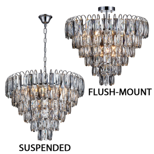 Bright Star Lighting - Polished Chrome &amp; Crystal Pendant with Dual Mounting Options