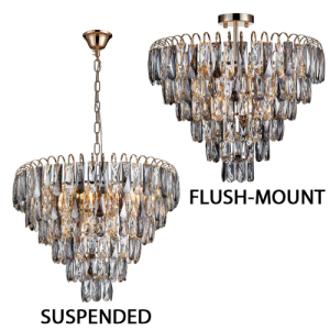 Bright Star Lighting - Polished Brass &amp; Crystal Pendant with Dual Mounting Options