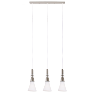 Bright Star Lighting - Satin Chrome Pendant with White Glass on Straight Ceiling Bar