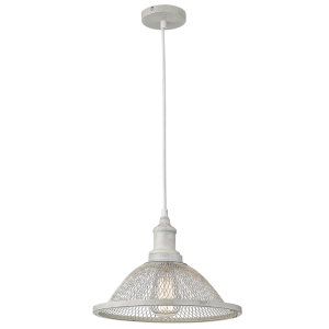 Bright Star Lighting - French White Metal Dome Pendant with Wire Mesh