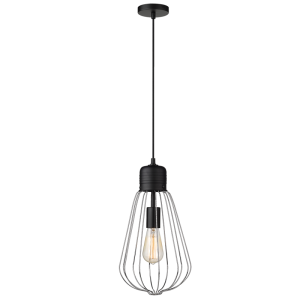 Bright Star Lighting - Black Metal Pendant with Cone Shaped Chrome Frame