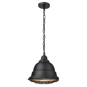 Bright Star Lighting - Down Facing Matt Black Metal Pendant with Grid