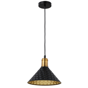 Bright Star Lighting - Trapezoidal Prism Gold Iron Pendant - Black