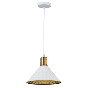 Bright Star Lighting - Trapezoidal Prism Gold Iron Pendant - White