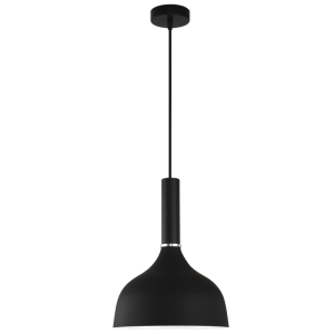 Bright Star Lighting - Metal Pendant With Chrome Ring - Black
