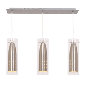 Bright Star Lighting - Aluminium Dome Pendant on a Bar with Clear Glass