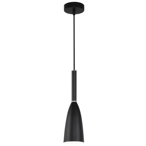 Bright Star Lighting - Single Aluminium Pendant with Chrome Ring - Black
