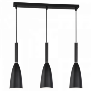 Bright Star Lighting - 3 Light Aluminium Pendant with Chrome Ring - Black