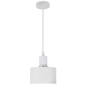 Bright Star Lighting - Single Round Aluminium Pendant with Chrome Ring - White