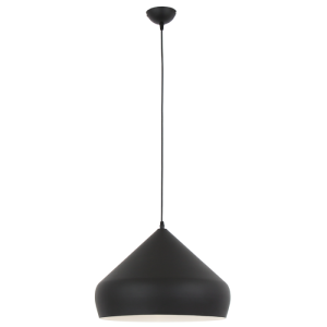 Bright Star Lighting - Matt Black Aluminium Dome Pendant W/Black Cord - 280mm