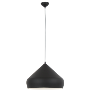 Bright Star Lighting - Matt Black Aluminium Dome Pendant W/Black Cord - 280mm