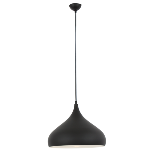 Bright Star Lighting - Matt Black Aluminium Dome Pendant W/Black Cord - 310mm