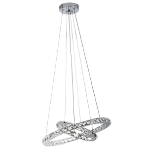 Bright Star Lighting - 2 Ring LED Circular Pendant with Crystals